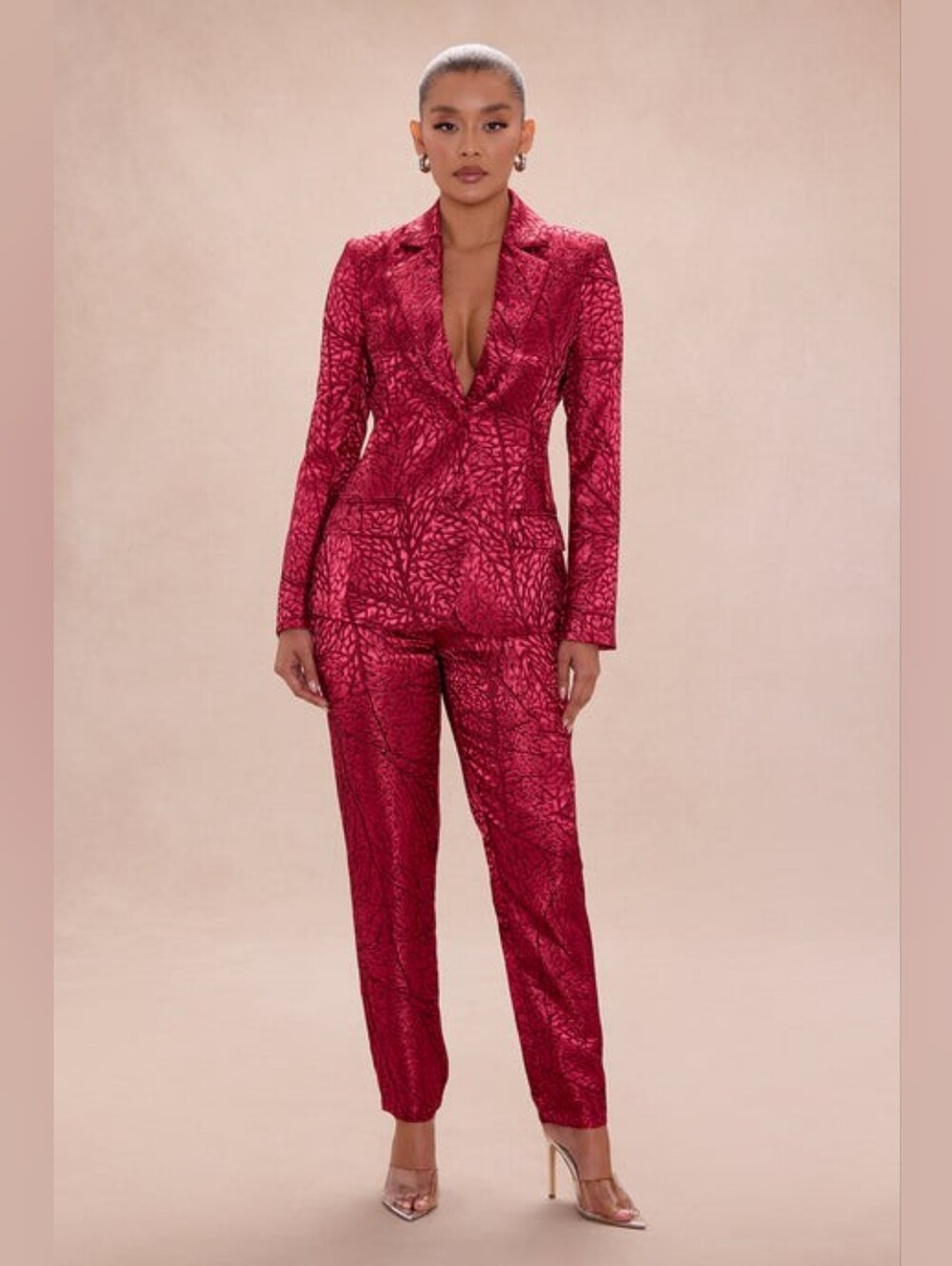 NEW Fashion Nova Blaire Jacquard Blazer Pant Set 2 Piece Suit